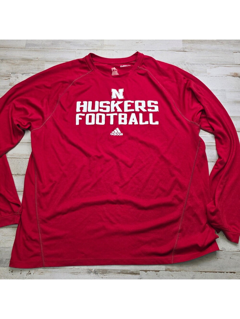 Adidas Nebraska Huskers Football Shirt XL Long Sleeve Climalite Polyester
